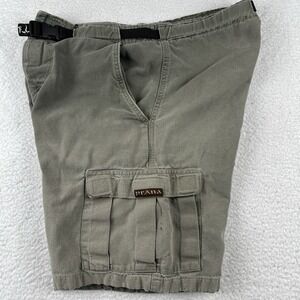 prAna Cargo Shorts Mens 29x10 OD Green‎ Belted Stretch Utility Hiking Outdoor